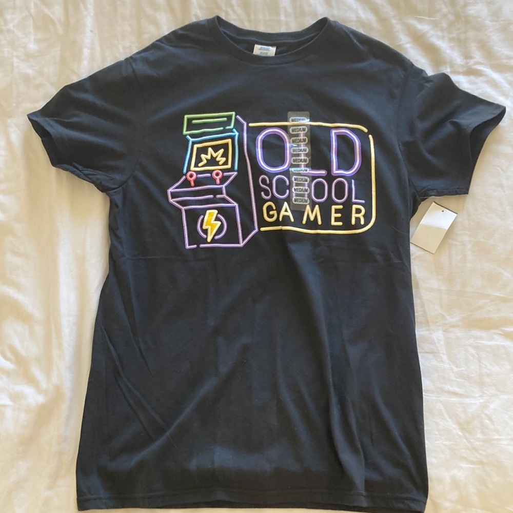 Old School Gamer neon black video game t shirt size medium